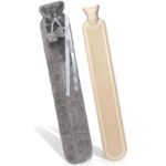 Long Hot Water Bottle With Fluffy Cover 2 Litre Extra Long Grey - 72cm