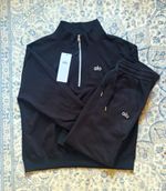 Alo Yoga Black Quarter-Zip Tracksuit size M