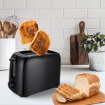 2 Slice Toaster 650W Electric Bread Toaster Adjustable Browning Crumb Tray Black