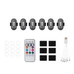 6Pcs Wireless LED Strobe Light RGB 8 Color Flashing Warning Lights For UTV ATV