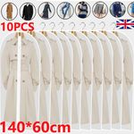 10 Pack LARGE Clear Garment Covers Dress Suit Coat Protector Dustproof Zip Bag