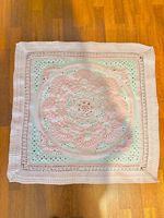 ​Handmade Crochet Baby Blanket – Pink/white Pram Blanket Gift