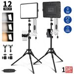 2× Photography Lighting Kit 25*20CM Dimmable LED Video Light Studio 2700K-6500K