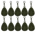 10 x Flat Pear Gripper Leads with Swivel 1.1oz - 3.0oz Lead Flat Pear Carp Lead