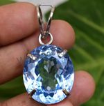 Natural Blue Jeremejevite Oval 925 Sterling Silver Pendant Certified See Video
