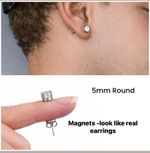 Magnetic Stud Earrings Men  - Pierced Looking Back -5mm Round