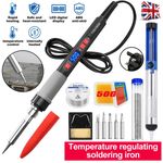 90W Soldering Iron Kit Electronics Welding Irons Solder Tools Adjustable Wire UK