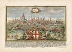 Antique map LONDON LONDINUM panoramic view plan 1720 wall art decor poster print