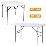 3FT/4FT HEAVY DUTY FOLDING TABLE PORTABLE PLASTIC CAMPING GARDEN PARTY CATERING