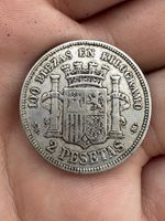 Coin 2 Pesetas 1870 Spain Liberty