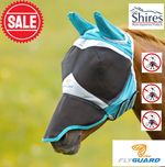 FLY MASK SHIRES Pro Series FlyGuard Fine Mesh Full Face UV Block Teal Pony Size