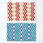 Cotton Chevron Bath Rug Geometric Pattern Bath Mat with Non Slip Latex Backing