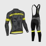 Mens Classic Cycling Jersey Winter Thermal Bike Top + Cycling Bib tights set