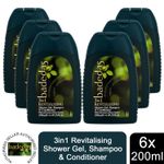 Badedas 3in1 Revitalising Shower Gel, Shampoo & Conditioner 200ml, 6 Pack