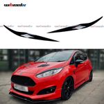 FOR FORD FIESTA MK7.5 2013-17 GLOSS BLACK HEADLIGHT EYEBROWS EYELID TRIM COVERS