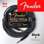 NEW Fender Vintage Voltage Guitar Bass Lead cable 6 metre 20ft Black&White