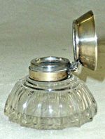 Rare Antique John Grinsell & Sons Silver & Crystal Inkwell Birmingham 1912