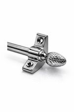 Set of 13 | Stair Carpet Rods | Pine Finial - Chrome | Runners Up To 70cm