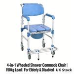 Mobility Toilet Wheeled Shower Commode Chair, Padded Shower Seat with Wheels