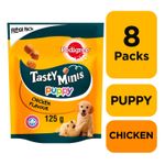 8 x 125g Pedigree Tasty Bites Minis Puppy Junior Dog Treats Chewy Cubes Chicken