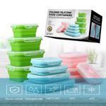 4 Foldable Food Silicone Boxs Collapsible Folding Storage Lunch Boxes Silicone