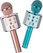 2 Pack Wireless Bluetooth Karaoke Microphone Handheld Speaker Machine Blue Rose