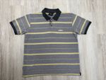 Guinness Polo Shirt Mens M Grey Yellow Striped Harp Logo Cotton Blend 22x26
