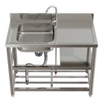 100cm Commercial Kitchen Stainless Steel Sinks Single Bowl Sink Drainer Unit UK
