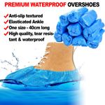2000 Disposable Shoe Cover Blue Anti Slip Plastic Cleaning Overshoes Boot Safety