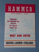 West Ham Reipas Lahden ECWC 1st rd 2nd Leg 1st October 1975 Mint Condition