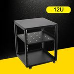 4-Post 12U Mobile Open Frame Server Rack Network Rolling Rack with Wheels