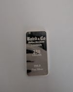 Baird and Co Silver Bar 250g 999.9 Fine Silver Bullion