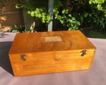 Vintage Table Top Wooden Card Index File Box - On His Majesty’s Service 1950s
