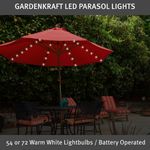 GardenKraft Warm White Garden Parasol Lights / 54 or 72 Lights / Battery Operate