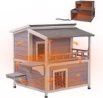 Wooden Dog House Cat House for Outdoor and Indoor, (Classic, 2 Level（Heated）)