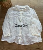Zara Girls White & Gold Polka Dot Button-Up Blouse Long Sleeve Collared 3-4Y