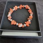 Handmade Natural Carnelian Stone Nugget - Stretch Bracelet. R3