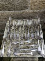 Antique Large French Silver Forks x 19 by silversmith Louis Loyer. 19th century