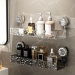 Corrugated Suction Cup Storage Holder No Drill Bathroom Wall Organizer Shelf CN