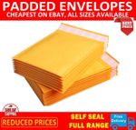 GOLD PADDED BUBBLE ENVELOPES BAGS POSTAL WRAP - ALL SIZES - VARIOUS QUANTITES