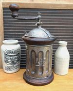 ANTIQUE 'TRE SPADE - F. B.'  ITALIAN CYLINDRICAL COFFEE GRINDER~RUSTIC KITCHEN