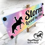 Popular Horse Stable Name Plate Rainbow & Black text, 10 logo & font options