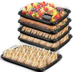 Coselena 5 Large Reusable Food Platters with Lids. Catering, Buffets, Parties