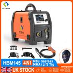 HITBOX 4in1 Flux Core MIG Welder 145A 220V IGBT Portable MIG MMA Welding Machine