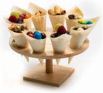 Bamboo Cone Holder Round 10 & 20x Hole Wooden Ice Cream Charcuterie Rack Stand
