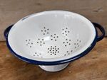 Vintage Blue & White Enamel Colander.