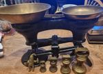 Librasco Antique Cast Iron Balance Scales with Brass Pans and Weights