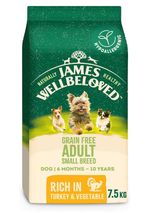 James Wellbeloved Grain Free Small Breed Adult Dog Food Turkey & Vegetable 7.5kg