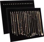 2 Pack Jewelry Display for Selling Black Velvet Boutique Necklace Stands Boards