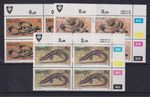 South Africa RSA Venda 1989 Reptile Mi. No. 120, 121, 130 Corner Edge Blocks of Four **